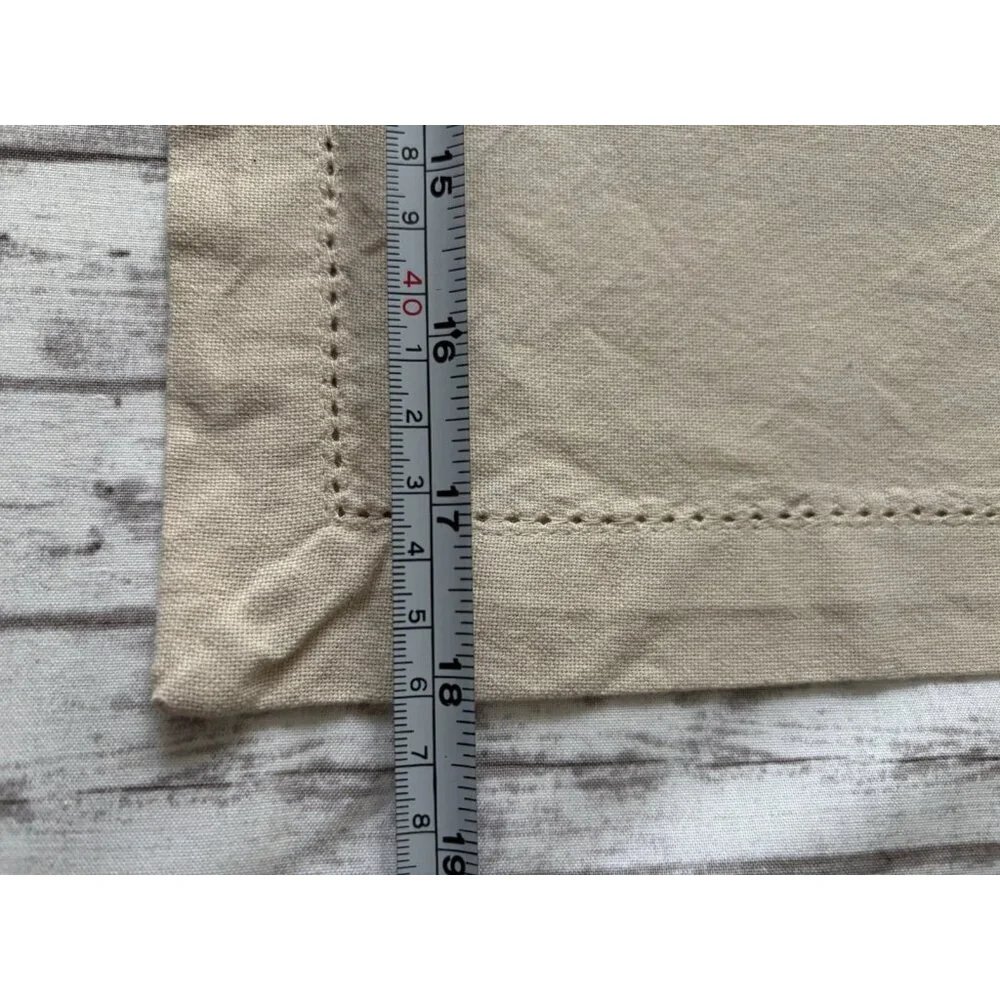 Set of 4 Pottery Barn 100% Linen Square Napkins Oatmeal Beige 18